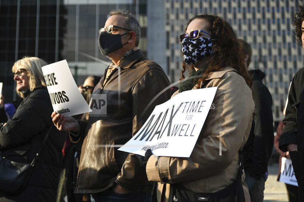 Demonstrators at the Ghislaine Maxwell sex trafficking trial